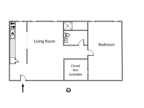 New York 1 Camera da letto appartamento - piantina approssimativa dell' appartamento  (NY-18764)