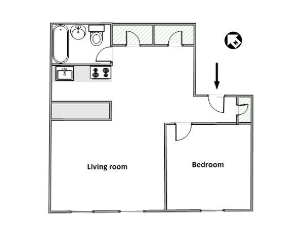 New York 1 Camera da letto appartamento - piantina approssimativa dell' appartamento  (NY-18794)