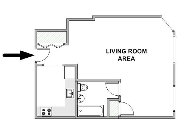 New York Monolocale appartamento - piantina approssimativa dell' appartamento  (NY-18804)