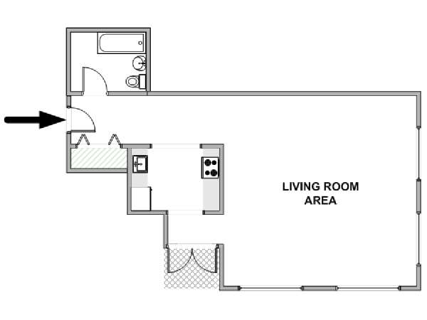 New York Monolocale appartamento - piantina approssimativa dell' appartamento  (NY-18811)