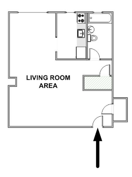 New York Monolocale appartamento - piantina approssimativa dell' appartamento  (NY-18851)