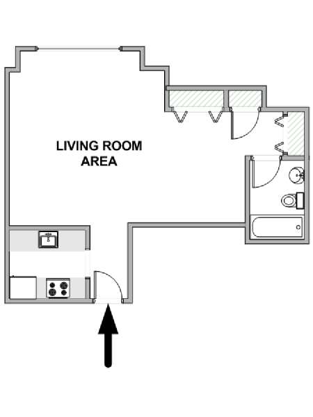 New York Monolocale appartamento - piantina approssimativa dell' appartamento  (NY-18858)