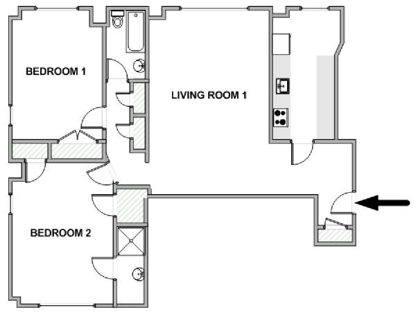 New York 2 Camere da letto appartamento - piantina approssimativa dell' appartamento  (NY-18860)