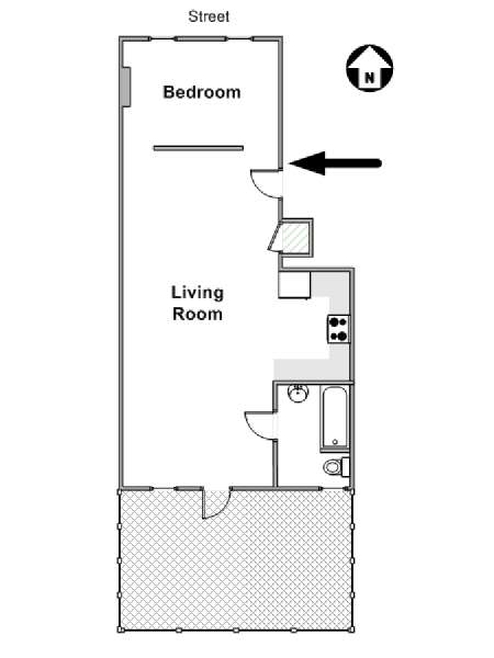 New York 1 Camera da letto appartamento - piantina approssimativa dell' appartamento  (NY-18863)