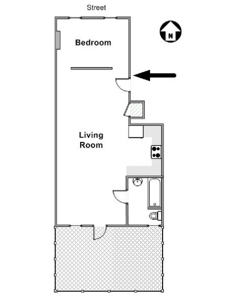 New York Studio avec Alcôve T1 logement location appartement - plan schématique  (NY-18863)