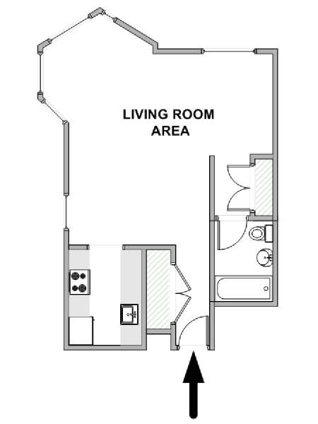 New York Monolocale appartamento - piantina approssimativa dell' appartamento  (NY-18866)