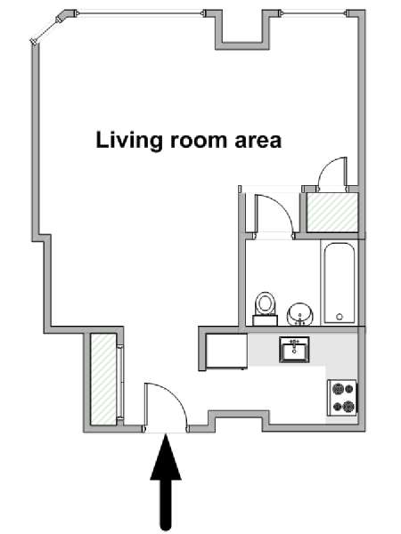New York Monolocale appartamento - piantina approssimativa dell' appartamento  (NY-18884)