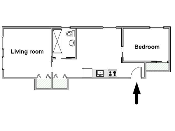 New York 1 Bedroom apartment - apartment layout  (NY-18887)