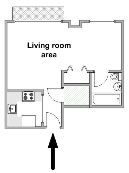 New York Monolocale appartamento - piantina approssimativa dell' appartamento  (NY-18892)