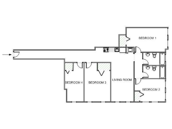 New York T5 appartement colocation - plan schématique  (NY-18897)