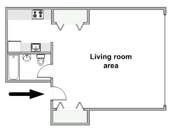 New York Monolocale appartamento - piantina approssimativa dell' appartamento  (NY-18904)