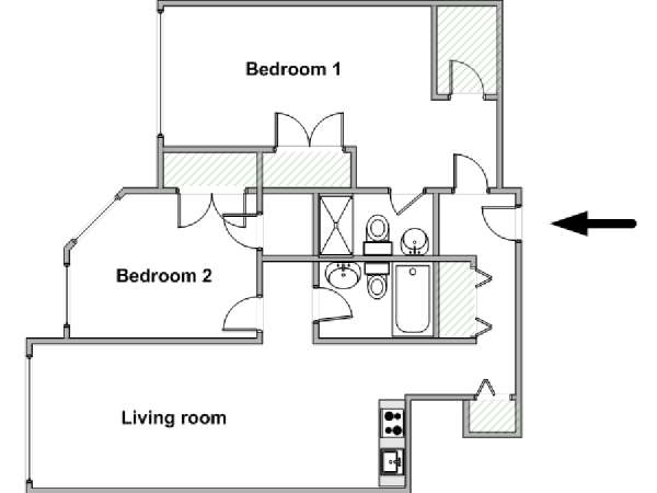 New York 2 Camere da letto appartamento - piantina approssimativa dell' appartamento  (NY-18917)