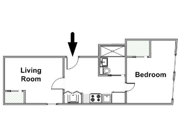 New York 1 Bedroom apartment - apartment layout  (NY-18927)