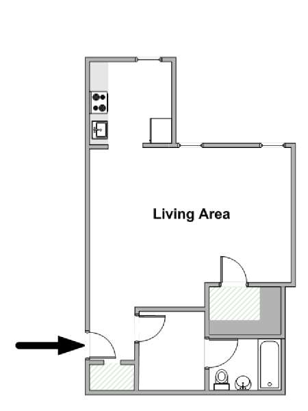 New York Studio T1 logement location appartement - plan sch&eacute;matique  (NY-18931)