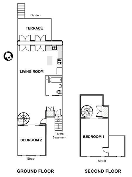 New York 2 Bedroom - Duplex apartment - apartment layout  (NY-18934)
