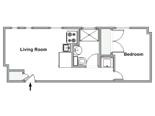 New York 1 Camera da letto appartamento - piantina approssimativa dell' appartamento  (NY-18942)