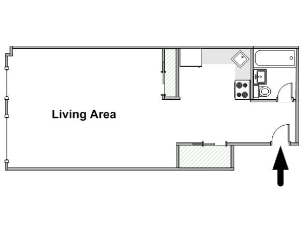 New York Monolocale appartamento - piantina approssimativa dell' appartamento  (NY-18947)