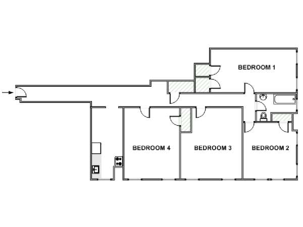 New York 4 Camere da letto stanza in affitto - piantina approssimativa dell' appartamento  (NY-18955)
