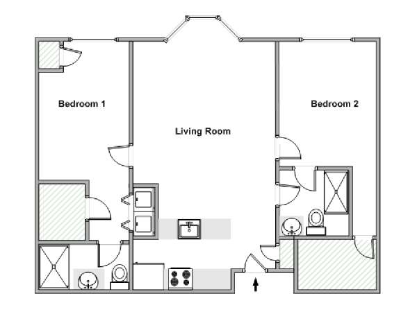 New York 2 Camere da letto appartamento - piantina approssimativa dell' appartamento 1 (NY-18957)