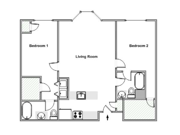 New York 2 Camere da letto appartamento - piantina approssimativa dell' appartamento 2 (NY-18957)