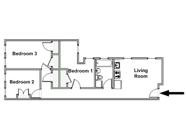 New York T4 appartement colocation - plan sch&eacute;matique  (NY-18962)