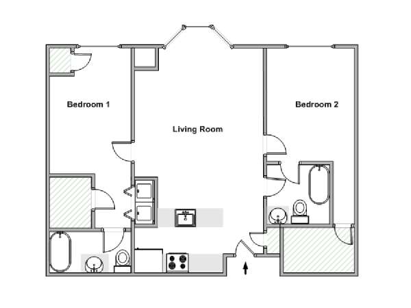 New York 2 Camere da letto appartamento - piantina approssimativa dell' appartamento  (NY-18966)