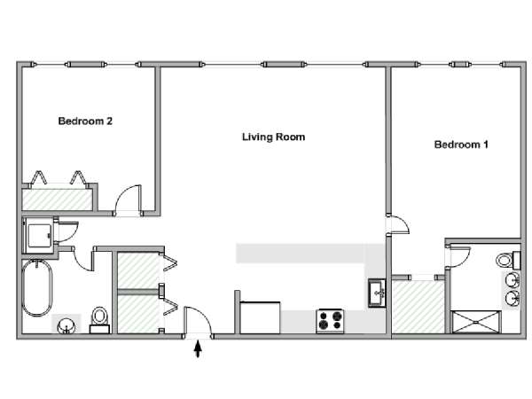 New York 2 Camere da letto appartamento - piantina approssimativa dell' appartamento  (NY-18967)