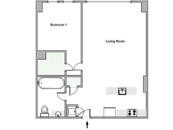 New York 1 Bedroom apartment - apartment layout  (NY-18975)