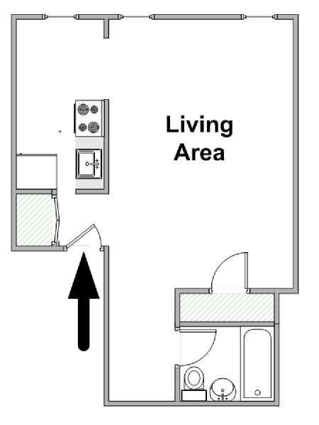 New York Studio T1 logement location appartement - plan sch&eacute;matique  (NY-18999)