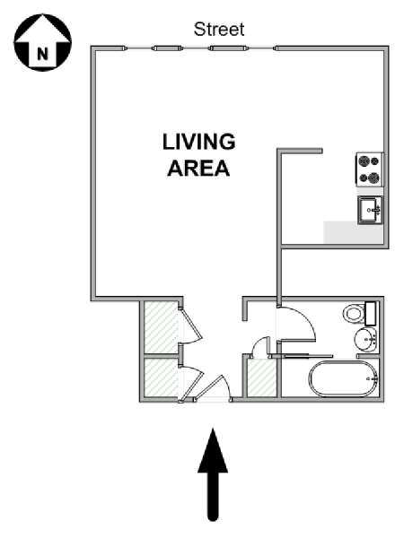 New York Monolocale appartamento - piantina approssimativa dell' appartamento  (NY-19018)
