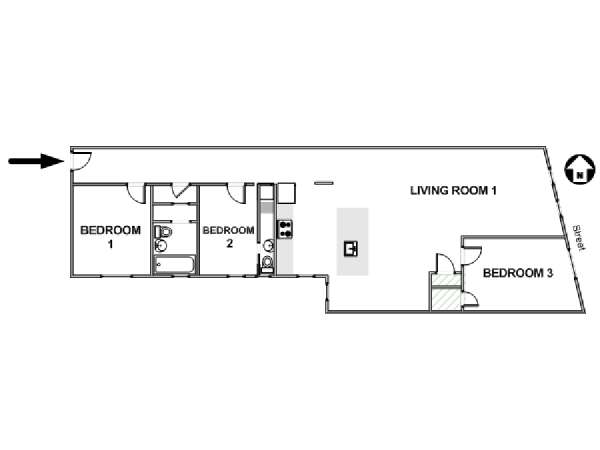 New York 3 Camere da letto appartamento - piantina approssimativa dell' appartamento  (NY-19034)