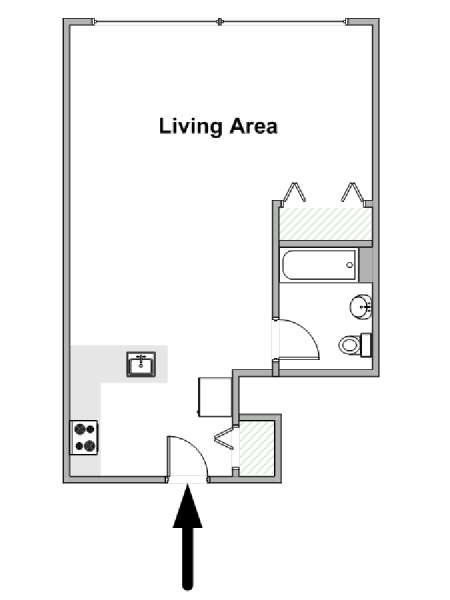 New York Monolocale appartamento - piantina approssimativa dell' appartamento  (NY-19036)