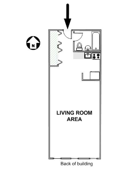 New York Studio T1 logement location appartement - plan schématique  (NY-19040)