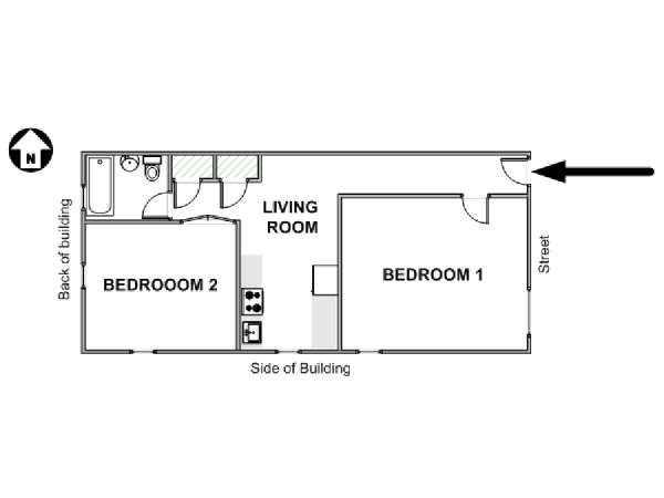 New York 2 Camere da letto stanza in affitto - piantina approssimativa dell' appartamento  (NY-19041)