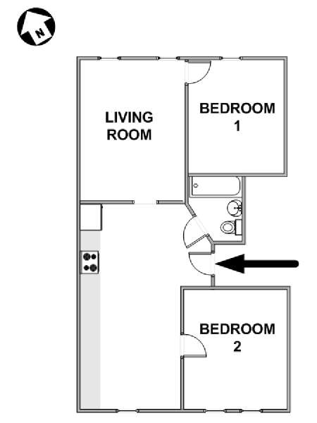 New York 2 Camere da letto - Duplex appartamento - piantina approssimativa dell' appartamento  (NY-19042)