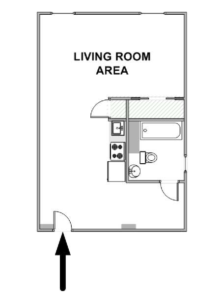 New York Studio avec Alcôve T1 logement location appartement - plan schématique  (NY-19047)