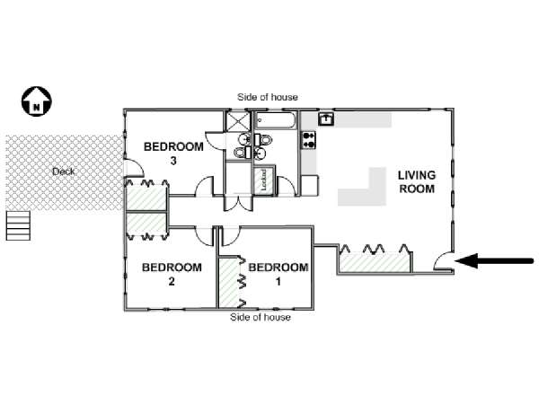 New York 3 Bedroom accommodation - apartment layout  (NY-19054)
