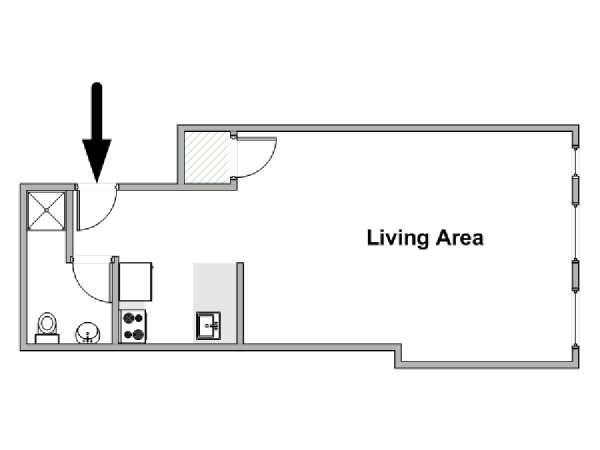 New York Monolocale appartamento - piantina approssimativa dell' appartamento  (NY-19066)