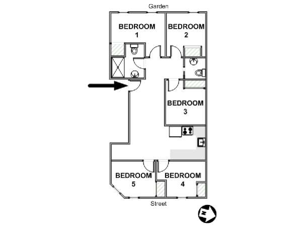 New York 5 Bedroom roommate share apartment - apartment layout  (NY-19112)