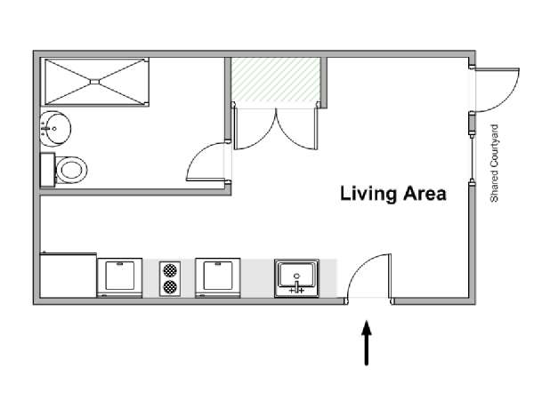 New York Studio T1 logement location appartement - plan schématique  (NY-19132)