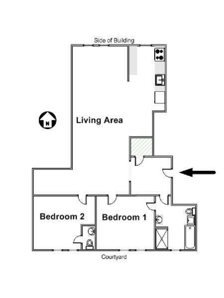 New York 2 Camere da letto appartamento - piantina approssimativa dell' appartamento  (NY-19139)