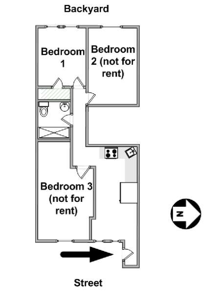 New York T4 appartement colocation - plan schématique  (NY-19183)