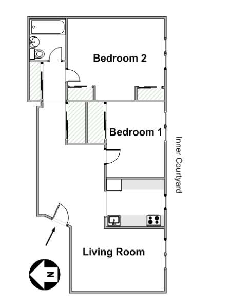 New York 2 Bedroom apartment - apartment layout  (NY-19185)
