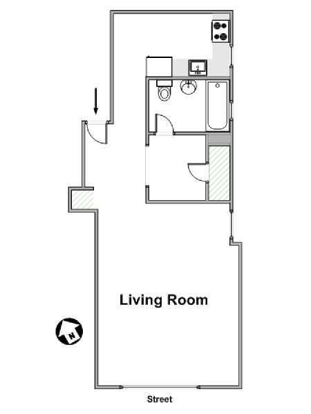 New York Monolocale appartamento - piantina approssimativa dell' appartamento  (NY-19202)