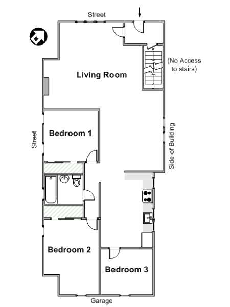 New York 3 Camere da letto appartamento - piantina approssimativa dell' appartamento  (NY-19214)