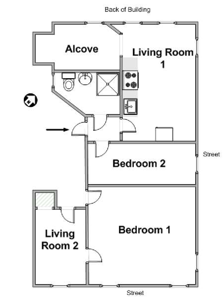 New York 2 Camere da letto appartamento - piantina approssimativa dell' appartamento  (NY-19239)