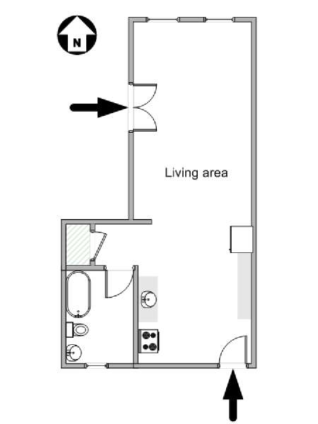 New York Monolocale appartamento - piantina approssimativa dell' appartamento  (NY-19254)