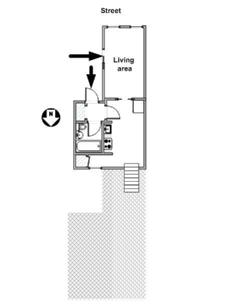New York Monolocale appartamento - piantina approssimativa dell' appartamento  (NY-19255)