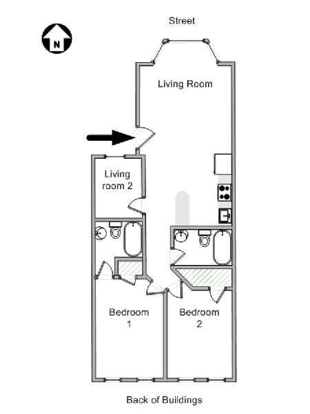 New York 2 Camere da letto appartamento - piantina approssimativa dell' appartamento  (NY-19269)
