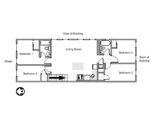New York 3 Bedroom roommate share apartment - apartment layout  (NY-19271)